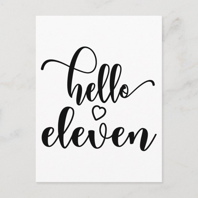 11th Birthday Girls Hello Eleven Cute 11 Years Old Vykort (Framsida)