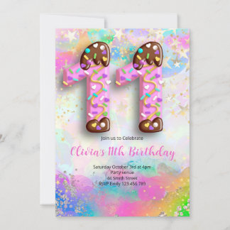 11th Birthday Girls Invitation Inbjudningar