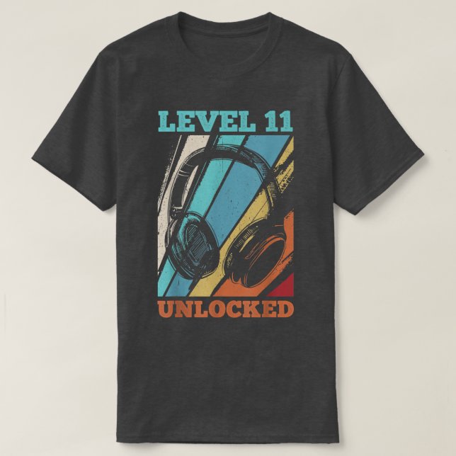 11th Birthday Video Gamer Level 11 Unlocked  T Shirt (Design framsida)