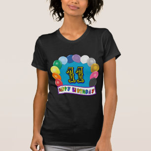 11th Födelsedaggåvor med blandad ballongdesign T-shirt