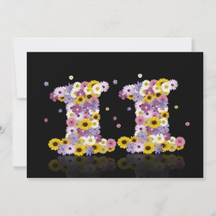 11th Födelsedagsfest med blommiga brev Inbjudningar
