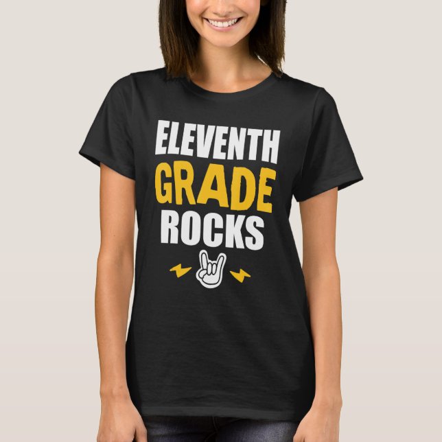 11th Grade Rocks   Back To School Music Teacher St T Shirt (Framsida)
