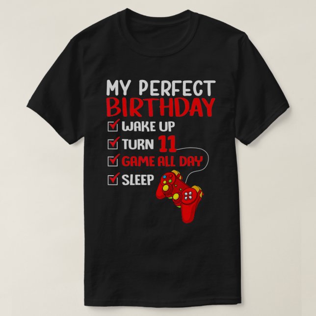 11th Perfect Birthday Gaming 11 Years Old Gamer Bo T Shirt (Design framsida)