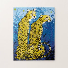 11x14 Cheetah Pair Puzzle för färgblinda Pussel