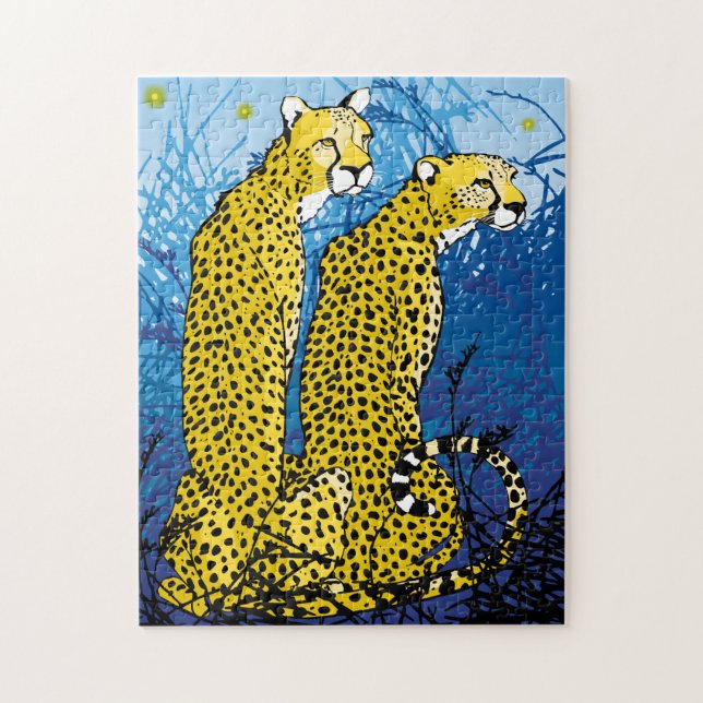 11x14 Cheetah Pair Puzzle för färgblinda Pussel (Vertikal)