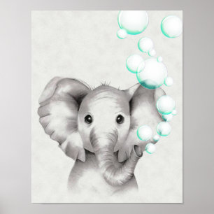 11x14 Elefant som blåser bubblor från snabeln Poster