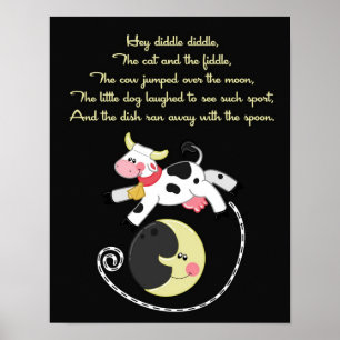 11x14 Hej Diddle Rhyme Kids Room Wall Art Poster
