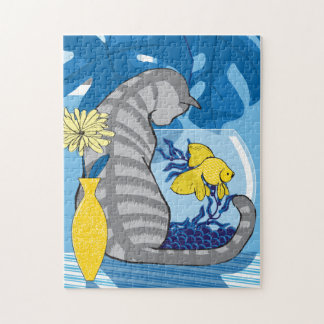 11x14 Katt- och guldfiskpussel för färgblinda Pussel