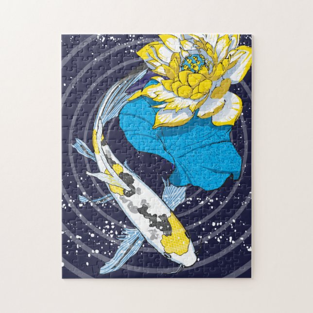 11x14 Koi och Lotus Puzzle för färgblinda Pussel (Vertikal)