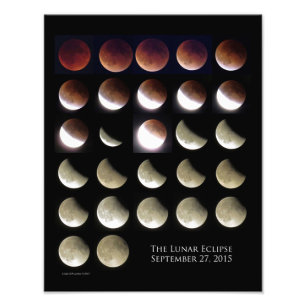 11X14 Lunar Eclipse Söndag, 27 september 2015 Fototryck