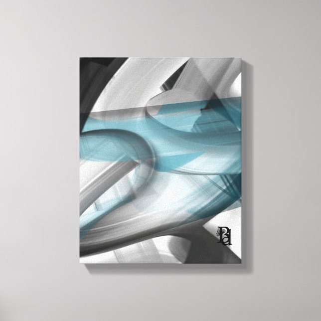 11x14" Trend Abstract Art Canvas Black White Blue (Framsida)