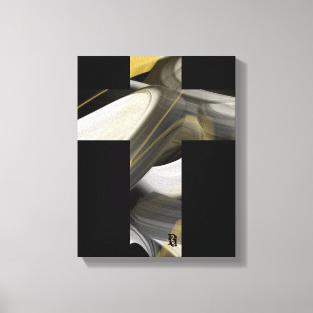 11x14" Trend Abstract Art Canvas Black White Gold (Framsida)