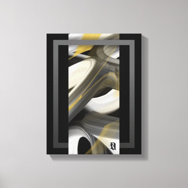 11x14" Trend Abstract Art Canvas Black White Gold (Framsida)