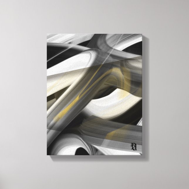 11x14" Trend Abstract Art Canvas Black White Gold (Framsida)