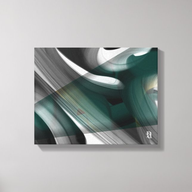 11x14" Trend Abstract Art Canvas Black White Green (Framsida)