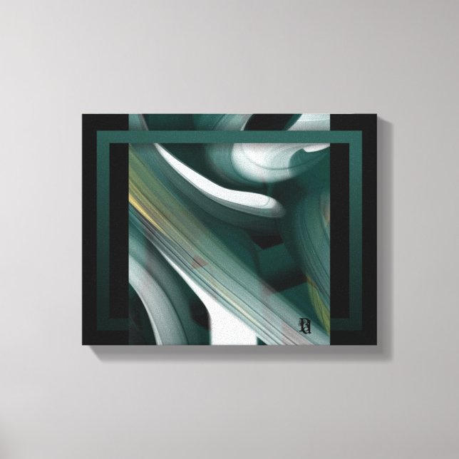 11x14" Trend Abstract Art Canvas Black White Green (Framsida)