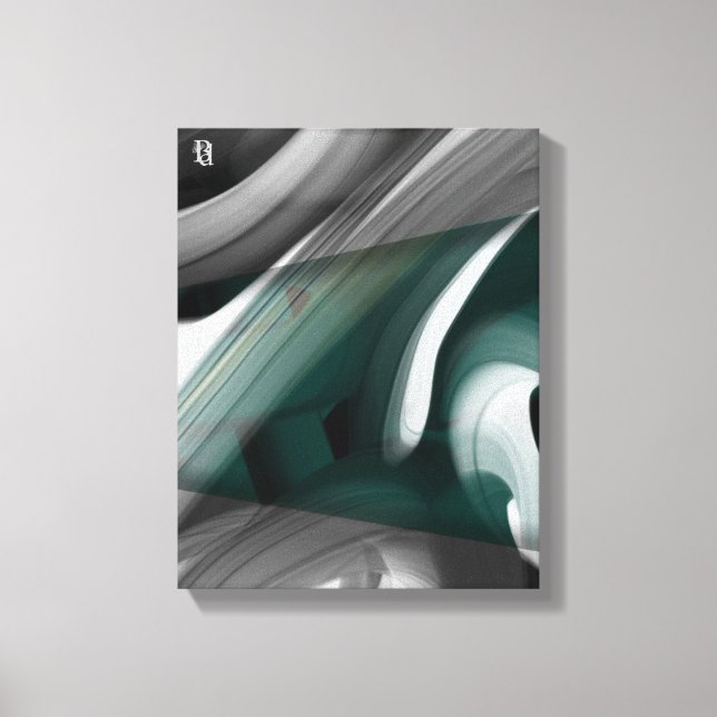 11x14" Trend Abstract Art Canvas Black White Green (Framsida)