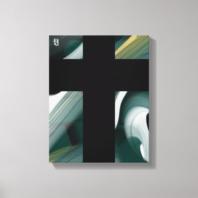 11x14" Trend Abstract Art Canvas Black White Green (Framsida)