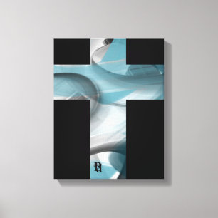11x14" Trend Abstrakt Konst Canvas Svart Vitt Blåt