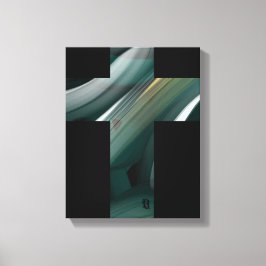 11x14" Trend Abstrakt Konst Canvas Svart Vitt Grön