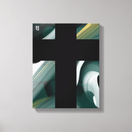 11x14" Trend Abstrakt Konst Canvas Svart Vitt Grön