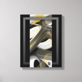 11x14" Trend Abstrakt Konst Canvas Svart Vitt Guld