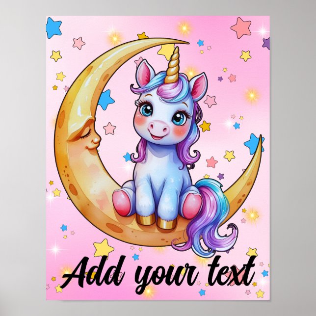 11x14 Unicorn Moon Art Print Poster (Framsidan)