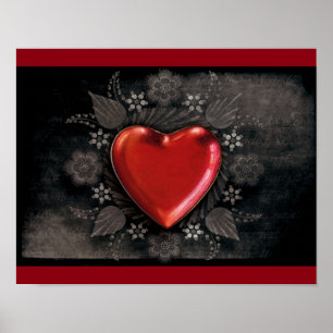 1209 MÖRK RED BLACK HEART EMO KÄRLEK TUFF MÖRK SYM POSTER