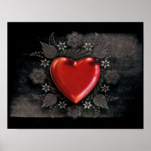 1209 MÖRK RED BLACK HEART EMO KÄRLEK TUFF MÖRK SYM POSTER