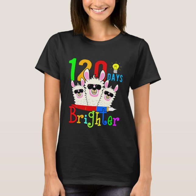 120 dagar Brigadlärare Llama Lycklig 120:e dagen T Shirt (Framsida)