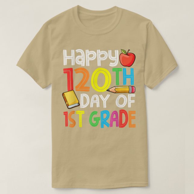 120 dagar för skollärare Child Lycklig 120 dagar T Shirt (Design framsida)