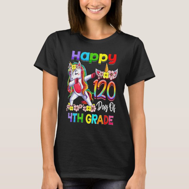 120 Days Of 4th Grade - 120th Day Of School Dabbin T Shirt (Framsida)
