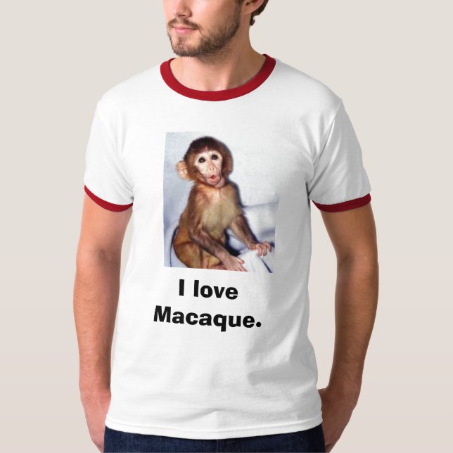 120_graphic_15macaque_infant älskar jag macaque.en tee shirt (Framsida)