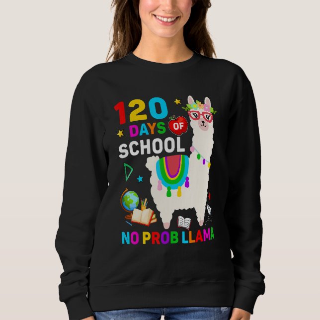 120th Day of School No Prob Llama 120 Days Of Scho T Shirt (Framsida)