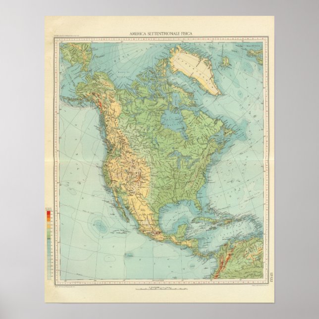 12122 Nordamerika Fysiskt Poster (Framsidan)