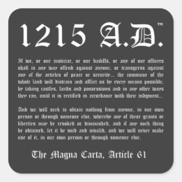 1215 A.D.™ Magna Carta Artikel 61 Stickers Fyrkantigt Klistermärke