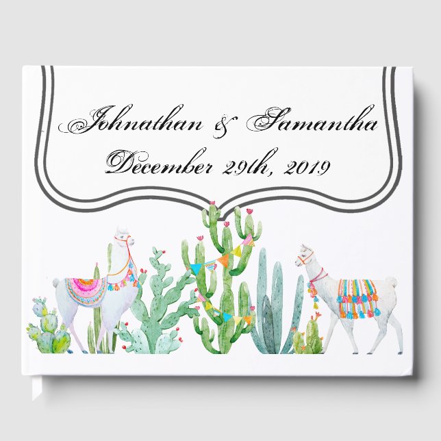 122 Page Bröllop Guestbook Boho Llama Bohemian Cac Gästböcker (Framsida)