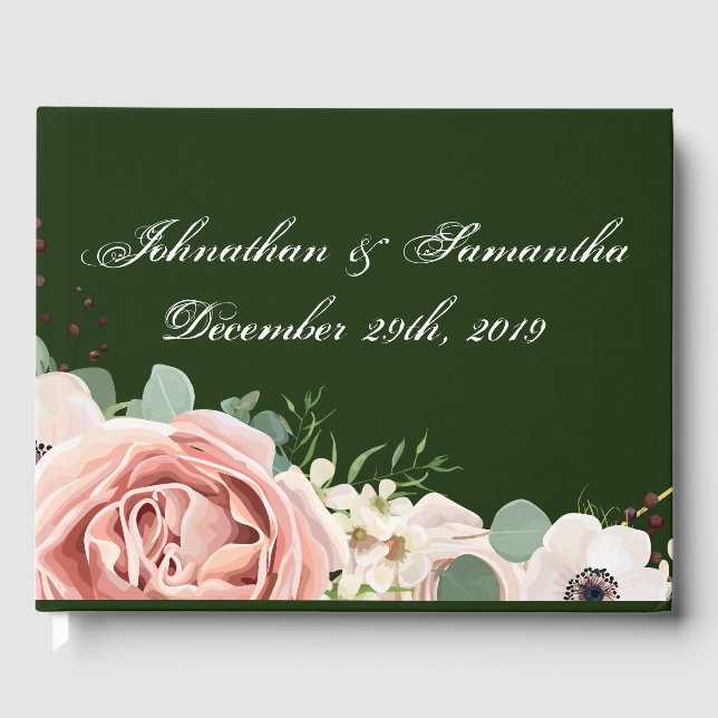 122 Page Bröllop Guestbook Geometric Garden Hunter Gästböcker (Framsida)