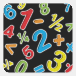 123 Nummer Matematik Fyrkantigt Klistermärke