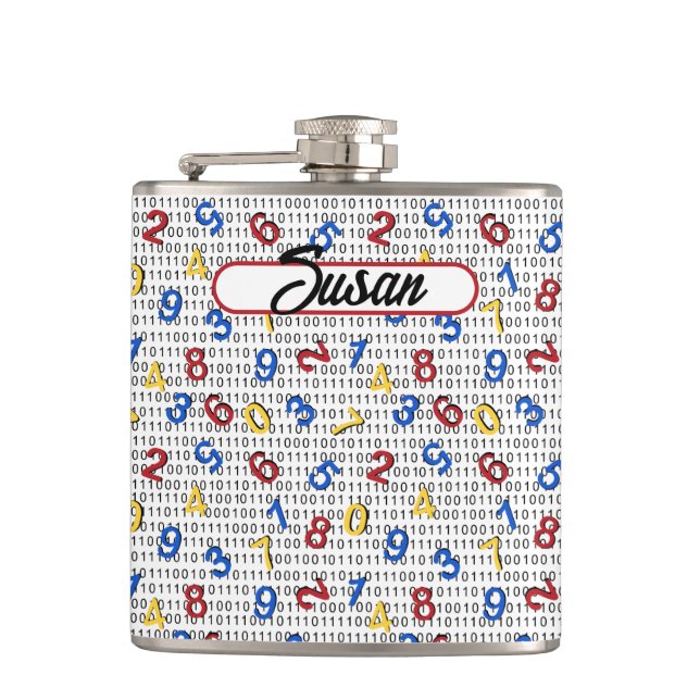 123 Röd Gult Blå svart, vit binär Fickplunta (Framsidan)