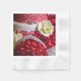 1242-Bröllop kummel, Bouquet och Ringar Pappersservett