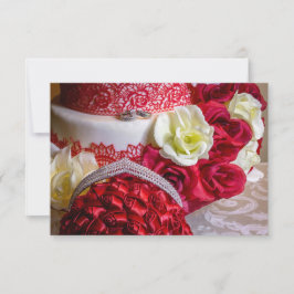 1242-Brollopskaka, brudbukett och ringar Inbjudningar