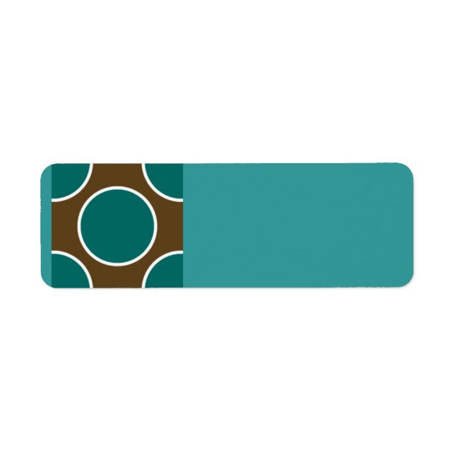 124 RETRO FÄRG BROWN TEAL WHITE POLKADOTS PATTER RETURADRESS ETIKETT (Framsidan)