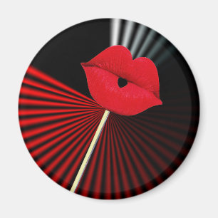 1253 BLACK RED WHITE MOUTH KISS LÄPPAR GRAPHIC BA MAGNET