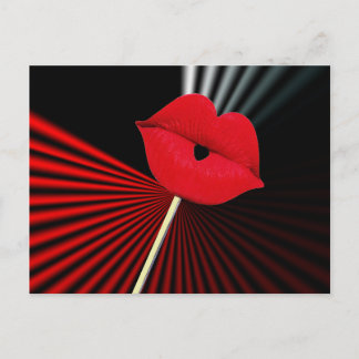 1253 BLACK RED WHITE MOUTH KISS LÄPPAR GRAPHIC BAC VYKORT