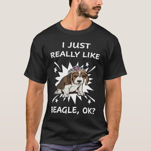 125 Jag bara Verkligen som Beagle T Shirt (Framsida)