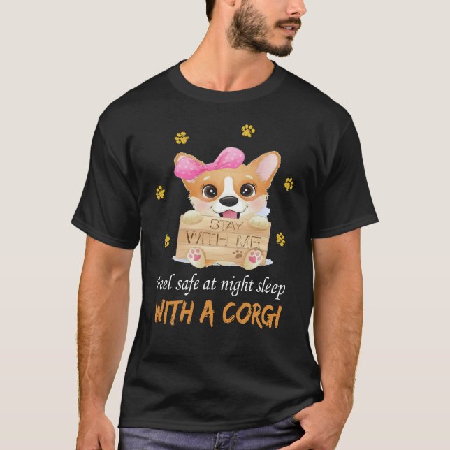 127 Känn Säker vid nattsömn med Corgi T Shirt (Framsida)