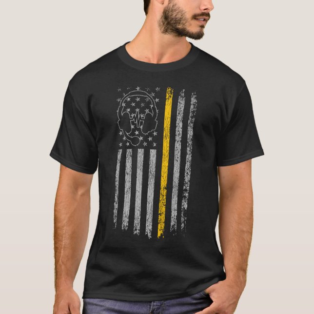1283 Dispatcher Thin Guld Line 911 Dispatcher T Shirt (Framsida)