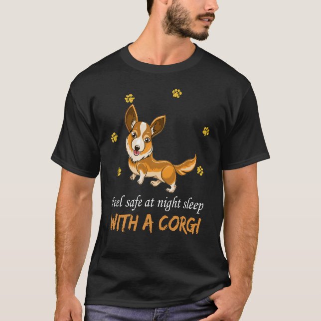 128 Säker vid nattsömn med Corgi T Shirt (Framsida)