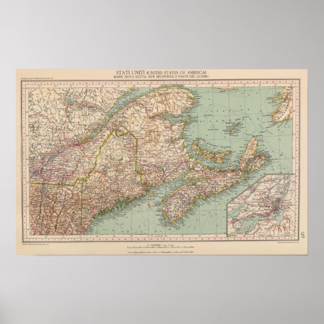 129 Maine, Nova Scotia, New Brunswick, Quebec Poster (Framsidan)